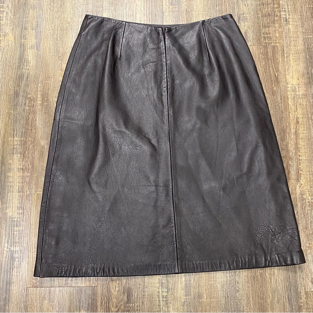 Inc Concepts Elegant Brown Leather Skirt Career Closet Staple Buttery Soft 10 View 4